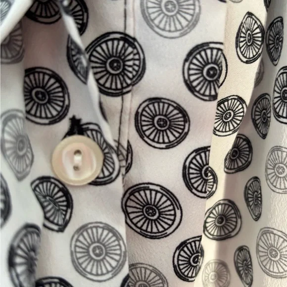 Jason Wu Bicycle Wheel Print Pin Up Black White Collared Skater Dress - Picture 2 of 5